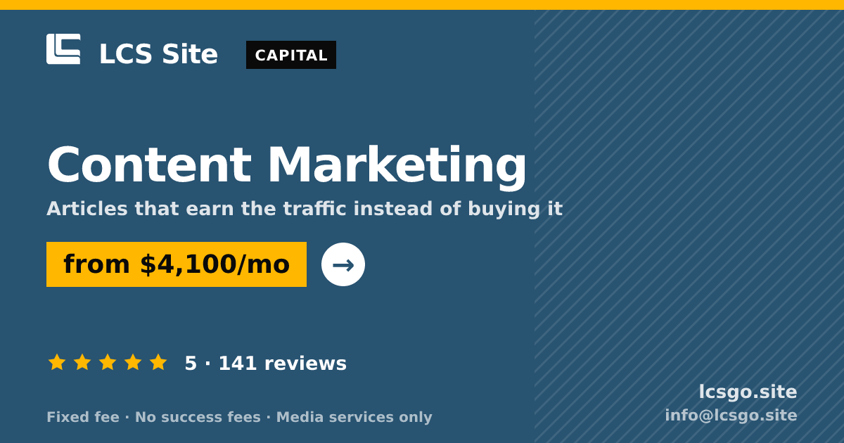 Content Marketing — from $4,100/mo, rated 5/5 across 141 reviews. LCS Site.