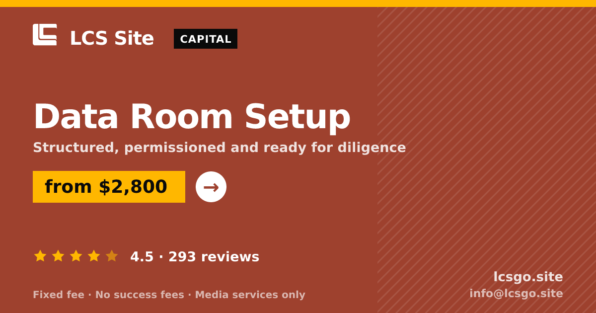 Data Room Setup — from $2,800, rated 4.5/5 across 293 reviews. LCS Site.