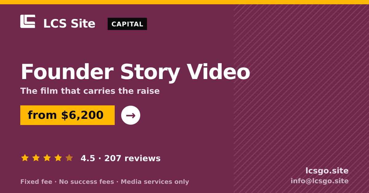 Founder Story Video — from $6,200, rated 4.5/5 across 207 reviews. LCS Site.