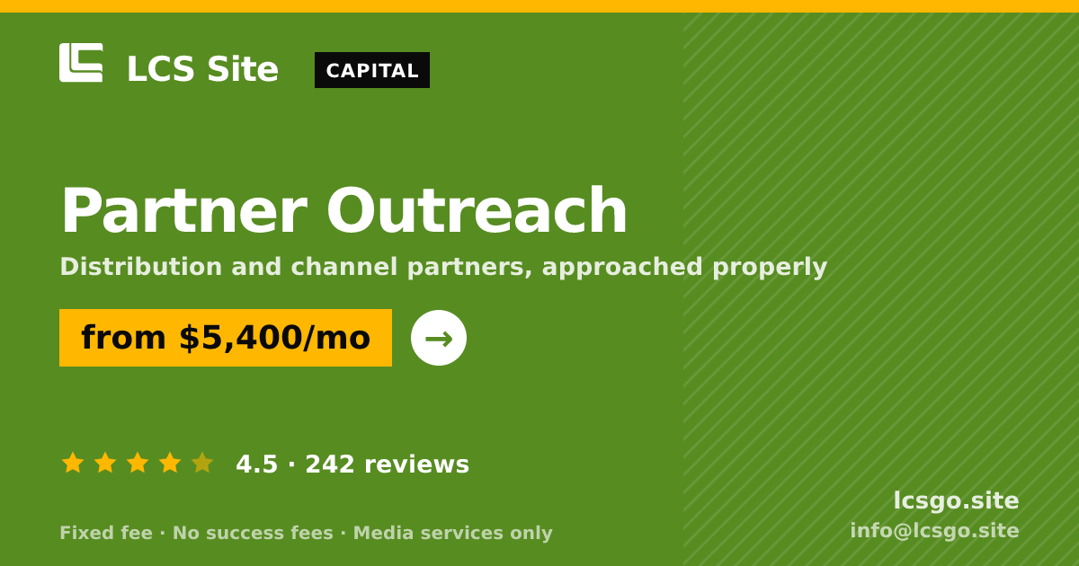 Partner Outreach — from $5,400/mo, rated 4.5/5 across 242 reviews. LCS Site.
