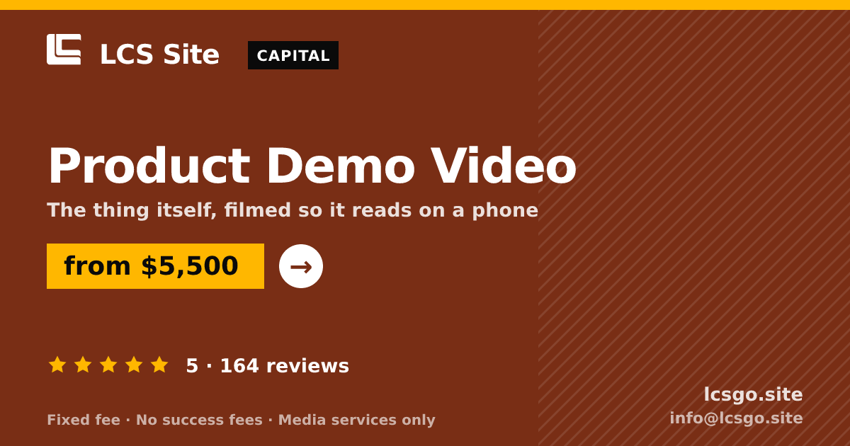 Product Demo Video — from $5,500, rated 5/5 across 164 reviews. LCS Site.