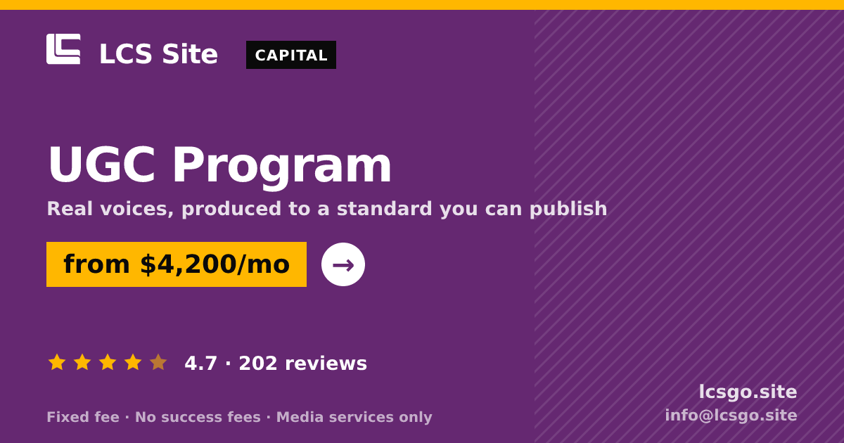 UGC Program — from $4,200/mo, rated 4.7/5 across 202 reviews. LCS Site.