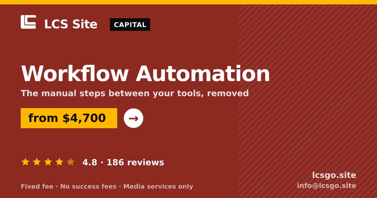 Workflow Automation — from $4,700, rated 4.8/5 across 186 reviews. LCS Site.